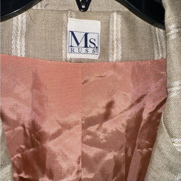 Vintage Ms Russ Women's Blazer Long Sleeve Stripes Tan Size L - Picture 5 of 9